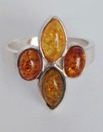 Zilveren ring met amber barnsteen 925 zilver Maat 16, Ophalen of Verzenden, Kleiner dan 17, Met edelsteen, Zilver