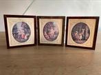 3 schattige vintage prentjes in lijst, Antiek en Kunst, Ophalen of Verzenden
