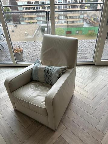 Echt leder design fauteuil creme beschikbaar voor biedingen