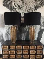 Light en Living Tafellampen - Gouden Voet & Ovale Kappen, Huis en Inrichting, Lampen | Tafellampen, Ophalen of Verzenden, Zo goed als nieuw