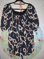 Panterprint Blouse / Top maat 48 50 zwart blauw beige, Kleding | Dames, Grote Maten, Ophalen of Verzenden, Zo goed als nieuw, Blauw