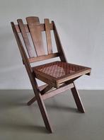 vintage design Volharding houten klap-stoel vouwstoel, Huis en Inrichting, Ophalen, Riet of Rotan, Bruin, Eén