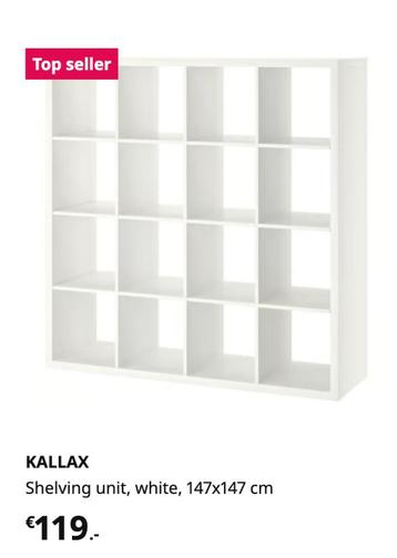 IKEA KALLAX 147x147cm + 4 LEKMAN storage boxes beschikbaar voor biedingen