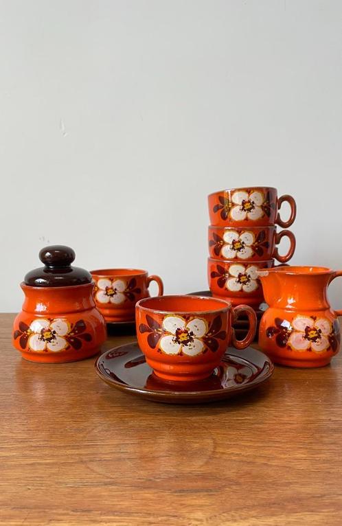 Vrolijk vintage koffieserviesje., Antiek en Kunst, Antiek | Servies compleet, Ophalen of Verzenden