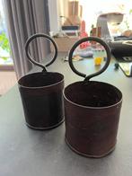 2 oud ijzeren potjes met ring, Ophalen of Verzenden, Zo goed als nieuw, Rond