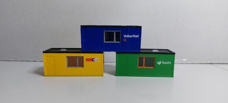 Bam, Strukton. VolkerRail Bouwkeetjes **Nieuw** (04), Hobby en Vrije tijd, Modeltreinen | H0, Nieuw, Brug, Tunnel of Gebouw, Gelijkstroom of Wisselstroom