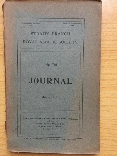 Journal [of the] Straits Branch [o.t.] Royal Asiatic Society, Boeken, Overige Boeken, Gelezen, Ophalen of Verzenden