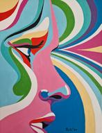 dames portret abstract, zelf geschilderd op acryl, Ophalen