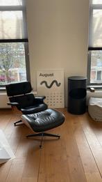 Zwarte Eames lounge chair met voetenbankje replica, Ophalen, Gebruikt, Leer, Midcentury design