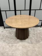 Travertin Tafel Japandi 120cm bruin mangohout poot