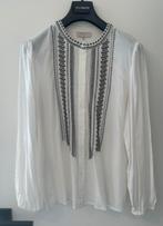 FREEQUENT - Witte Blouse met Zwart Borduurwerk | Maat L, Kleding | Dames, Ophalen of Verzenden, Zo goed als nieuw, Maat 42/44 (L)