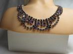 Vintage Collier met Paarse Strass Stenen, Overige materialen, Met strass, Paars, Ophalen of Verzenden