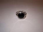 Zwarte Spinel Sterling Zilveren Ring - Maat 19-20, 19 tot 20, Zwart, Ophalen of Verzenden, Zo goed als nieuw
