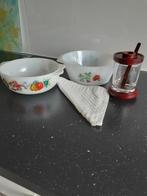 RETRO GLAZEN SCHALEN + VINTAGE JAM/VOORRAAD POTJE, Ophalen of Verzenden, Huis en Inrichting