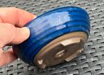 Bonsai schaal rond blauw geglazuurd Japans aardewerk 12,5x4, Rond, Ophalen of Verzenden, Zo goed als nieuw, Aardewerk