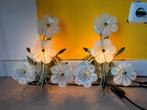 Gouden wandlampjes met glazen bloemen, Huis en Inrichting, Lampen | Wandlampen, Ophalen of Verzenden, Zo goed als nieuw, Glas