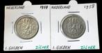 *  Nederland  -  2 x 1 Gulden - 1957 + 1958 - ZILVER  **, Postzegels en Munten, Munten | Nederland, Setje, Zilver, 1 gulden, Koningin Juliana