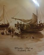 schepen oude voorstelling tegel naar schilderij JC Hunnik, Antiek en Kunst, Antiek | Wandborden en Tegels, Ophalen of Verzenden