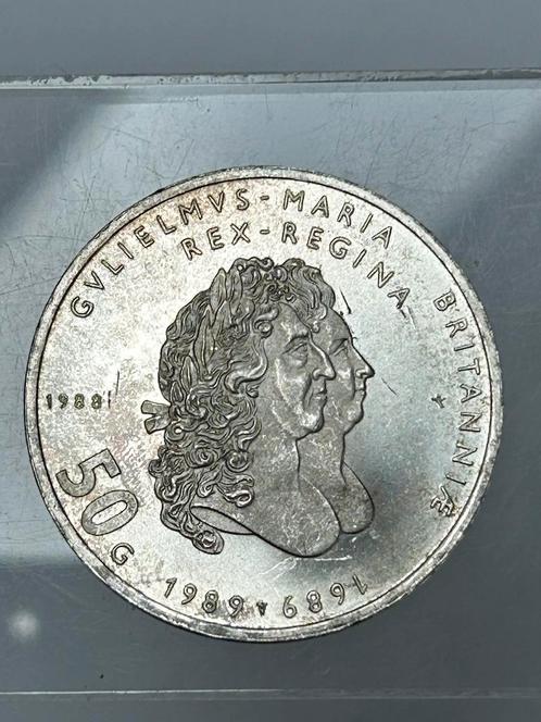 Zilveren 50 gulden 1988 Beatrix, Postzegels en Munten, Munten | Nederland, 50 gulden, Koningin Beatrix, Ophalen of Verzenden