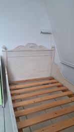 Antiek Wit Meisjesbed 196x95 cm, Ophalen, Gebruikt, Lattenbodem