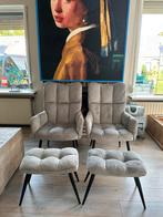 2 Nieuwe  velvet fauteuil,s met voetenbankjes, Huis en Inrichting, Ophalen, Nieuw