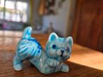 vintage blauw keramiek katje, Ophalen of Verzenden, Zo goed als nieuw, Overige materialen, Dierenbeeld