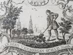Mooie originele oude ingelijste ets van Delft 18,7 cm., Antiek en Kunst, Kunst | Etsen en Gravures, Ophalen of Verzenden