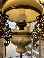 Antieke olielamp met kaarsarmaturen, Antiek en Kunst, Ophalen, Koper of Brons