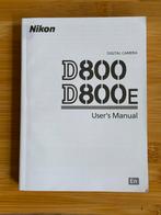 Nikon D800/D800E Handleiding engelstalig, Ophalen of Verzenden, Zo goed als nieuw