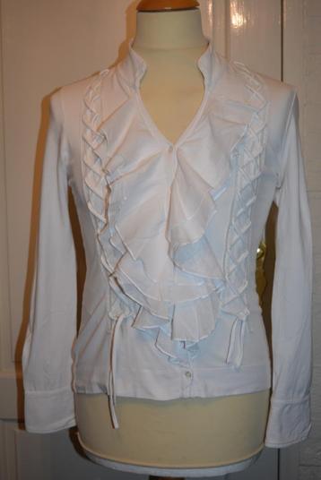 Anna, off-white stretch blouse met ruches en koord, mt 38 beschikbaar voor biedingen
