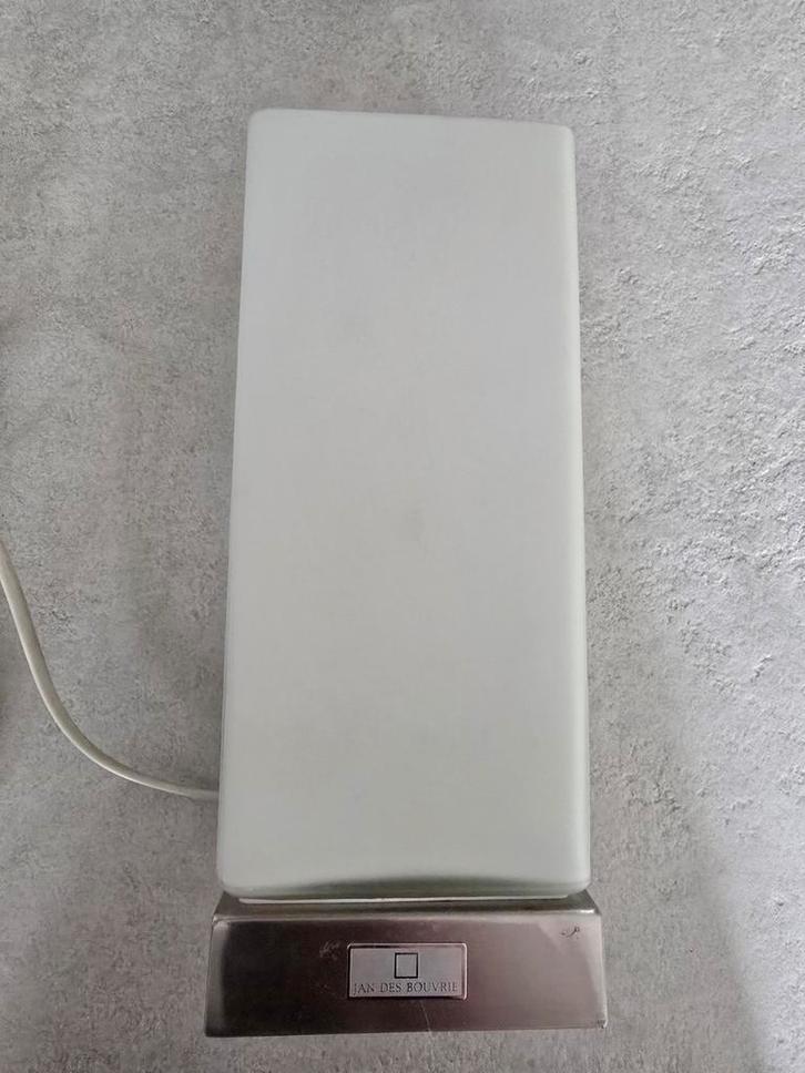 Jan Des Bouvrie Tafellamp - Stijlvol Design, Huis en Inrichting, Lampen | Tafellampen, Zo goed als nieuw, Glas, Metaal, Ophalen of Verzenden