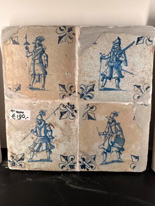 Antieke Delftse Tegels - Soldatenscènes, Antiek en Kunst, Antiek | Wandborden en Tegels, Ophalen of Verzenden
