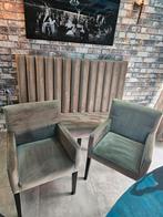 Eetbank met 2 stoelen velvet taupe/bruin, Huis en Inrichting, Stoelen, Bruin, Zo goed als nieuw, Ophalen