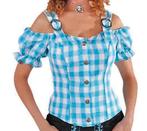 Leuke blauw/wit geblokte TIROLER/ALPENMEISJE blouse, Ophalen, Carnaval, Kleding, Maat 36 (S)
