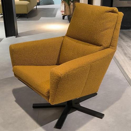 NIEUW: Draaifauteuil Donja Stof Okergeel Stervormige Voet, Huis en Inrichting, Fauteuils, Nieuw, Metaal, Stof, 50 tot 75 cm, 75 tot 100 cm
