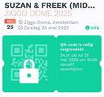 Suzan en freek ziggodome 25mei middag, 4kaartjes., Twee personen
