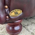 Grote Chesterfield bank Springvale rood leer, Huis en Inrichting, Ophalen, Gebruikt, 75 tot 100 cm, Leer
