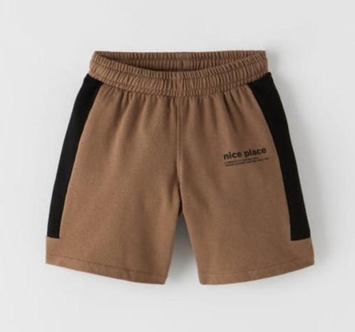 Zara jongens short bermuda bruin zwart met biezen maat 164, Kinderen en Baby's, Kinderkleding | Maat 164, Nieuw, Jongen, Broek