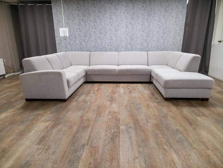 Zeer Mooi Groot Licht Grijs U Bankstel, Huis en Inrichting, Banken | Bankstellen, Gebruikt, Hoekbank, Overige maten, 300 cm of meer