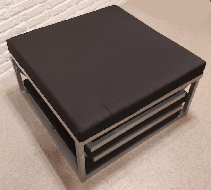 Hocker, poef, opklapbaar logeerbed (1 persoon), Huis en Inrichting, Slaapkamer | Slaapbanken, 80 cm, Eenpersoons, Zwart, Ophalen