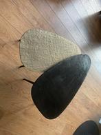 2 Ovaal Zwart/Goud Bijzettafels Metaal, Huis en Inrichting, Tafels | Bijzettafels, Ophalen, Minder dan 45 cm, Gebruikt, Metaal of Aluminium