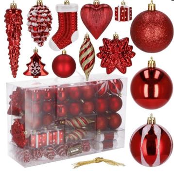 Kerstballen | 72 Stuks | Rood/Wit  beschikbaar voor biedingen
