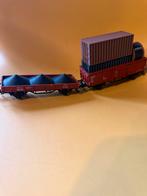 H0 treinvracht: Zeecontainers + kolen + kabelrol, Gelijkstroom of Wisselstroom, Brug, Tunnel of Gebouw, Zo goed als nieuw, Ophalen