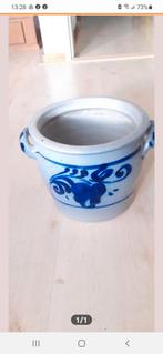 Vintage Bloempot met Blauwe Decoratie, Tuin en Terras, Bloempotten, Ophalen, Gebruikt, Rond, Tuin