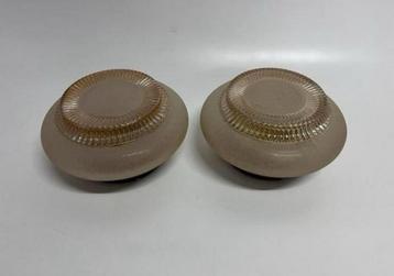 Vintage plafondlamp rond Glashütte Limburg Mid Century amber beschikbaar voor biedingen