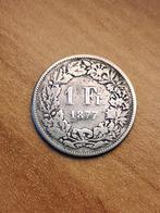 munt Zwitserland 1 franc 1877 zilver, Ophalen of Verzenden, Overige landen, Losse munt, Zilver