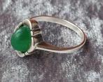 Vintage Ring Zilver Groene Steen maat 53, Sieraden, Tassen en Uiterlijk, Antieke sieraden, Met edelsteen, Zilver, Ring, Verzenden