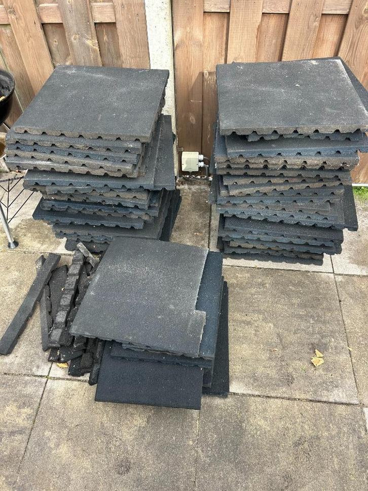 Rubberen terrastegels / fitnessvloertegels 50x50 cm, Tuin en Terras, Tegels en Klinkers, Zo goed als nieuw, Terrastegels, Rubber