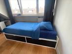 Eenpersoonsbed met 2 handige opberglades en matras, Ophalen, 90 cm, Eenpersoons, Wit