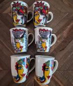 6 mokken, mok, gezicht kleurrijk, Josien Broeren, kunst, Blond Amsterdam, Ophalen of Verzenden, Zo goed als nieuw, Kop(pen) en/of Schotel(s)